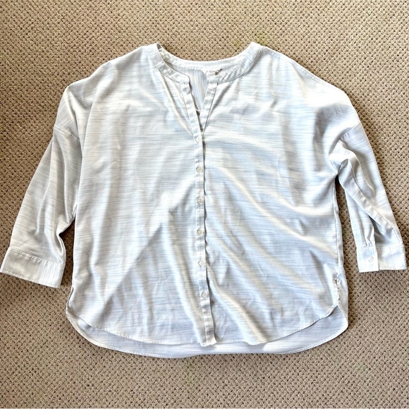 LOFT Tops - LOFT Outlet Lounge White Button Down Shirt Womens Size XL Mandarin Collar Sleep